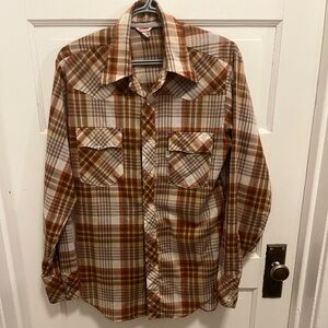 Vintage 1970s Levi's pearl snap plaid shirt